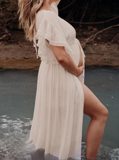 Stilla | Monopetto Coulisse Strand Kjoler Til Fotografi Tjenester in Bomuld Og Hør Maxi Kjole