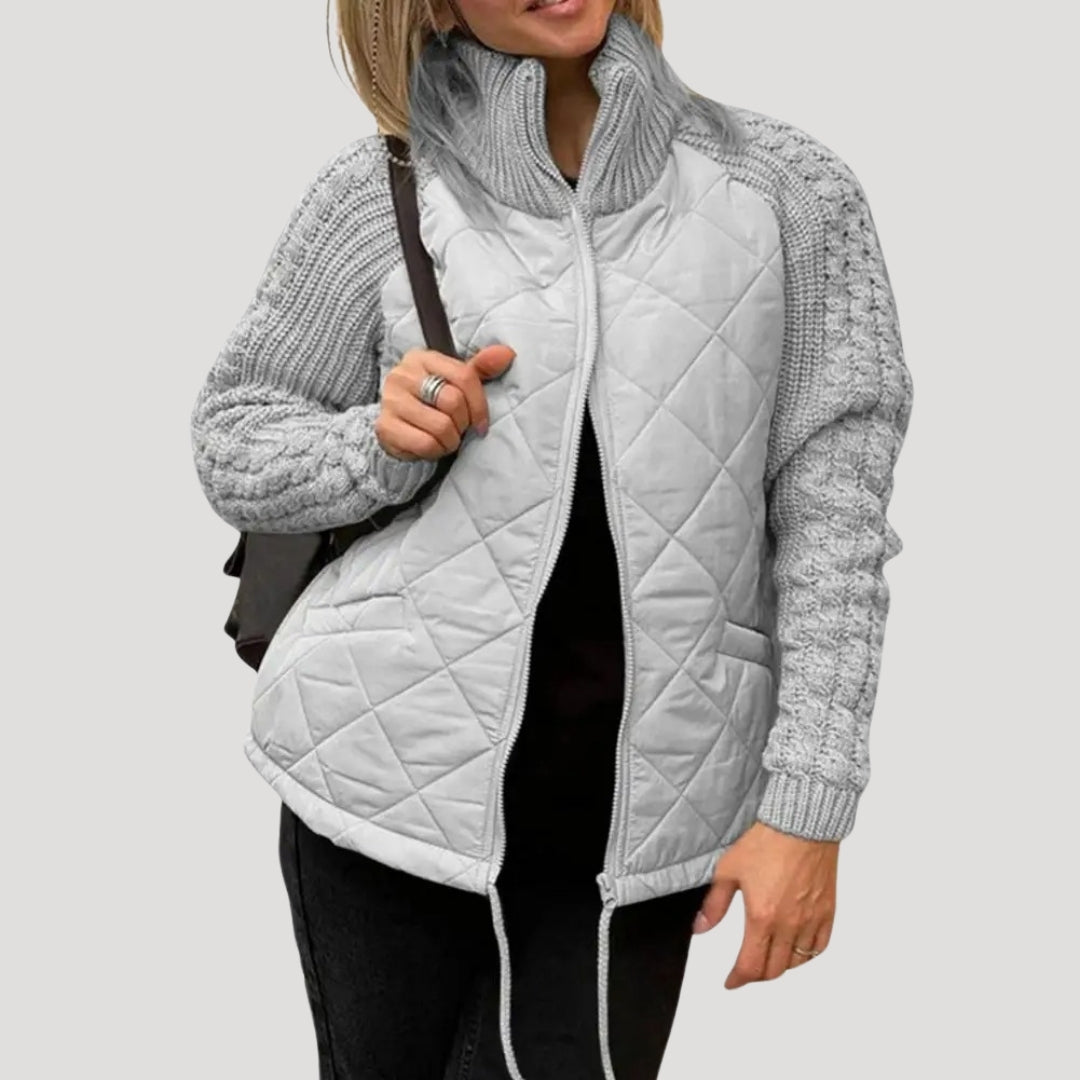 Stilla | Quilted Strikærme Zip up Jakke