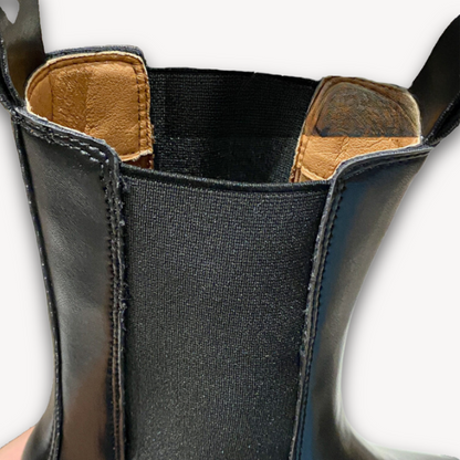 Stilla | Kvinders Sorte Læder Chelsea Støvler Chunky Sål, Slip on, Holdbar, Stilfuld Afslappet Fodtøj