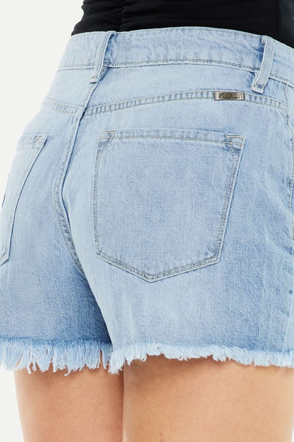 Stilla | Raw Hem Distressed Høj Talje Denim Shorts