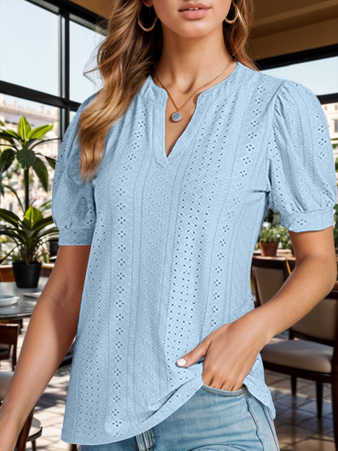 Stilla | Notched Kortærmet Bluse