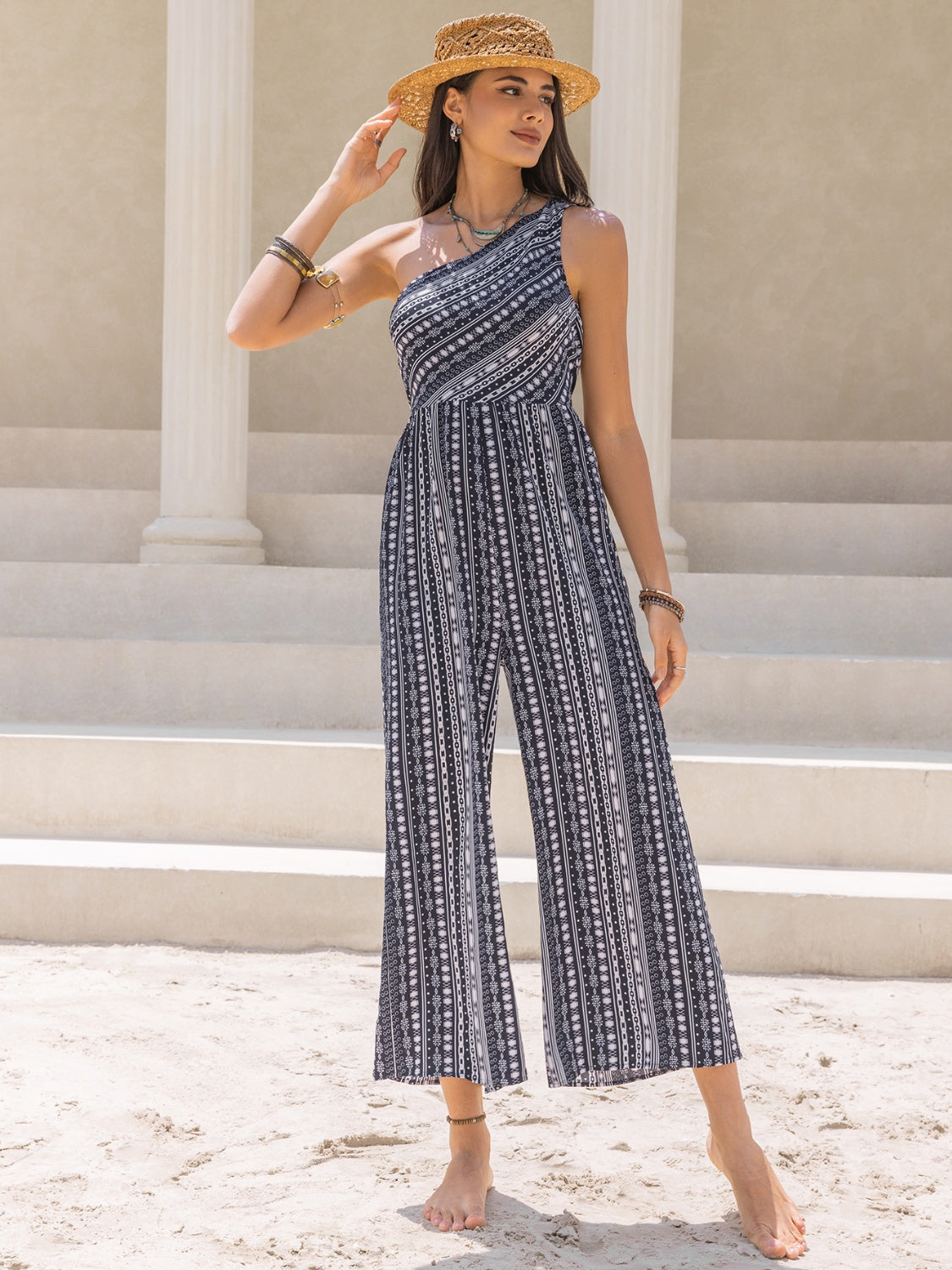 Stilla | Enkel Skulder Ærmeløs Jumpsuit