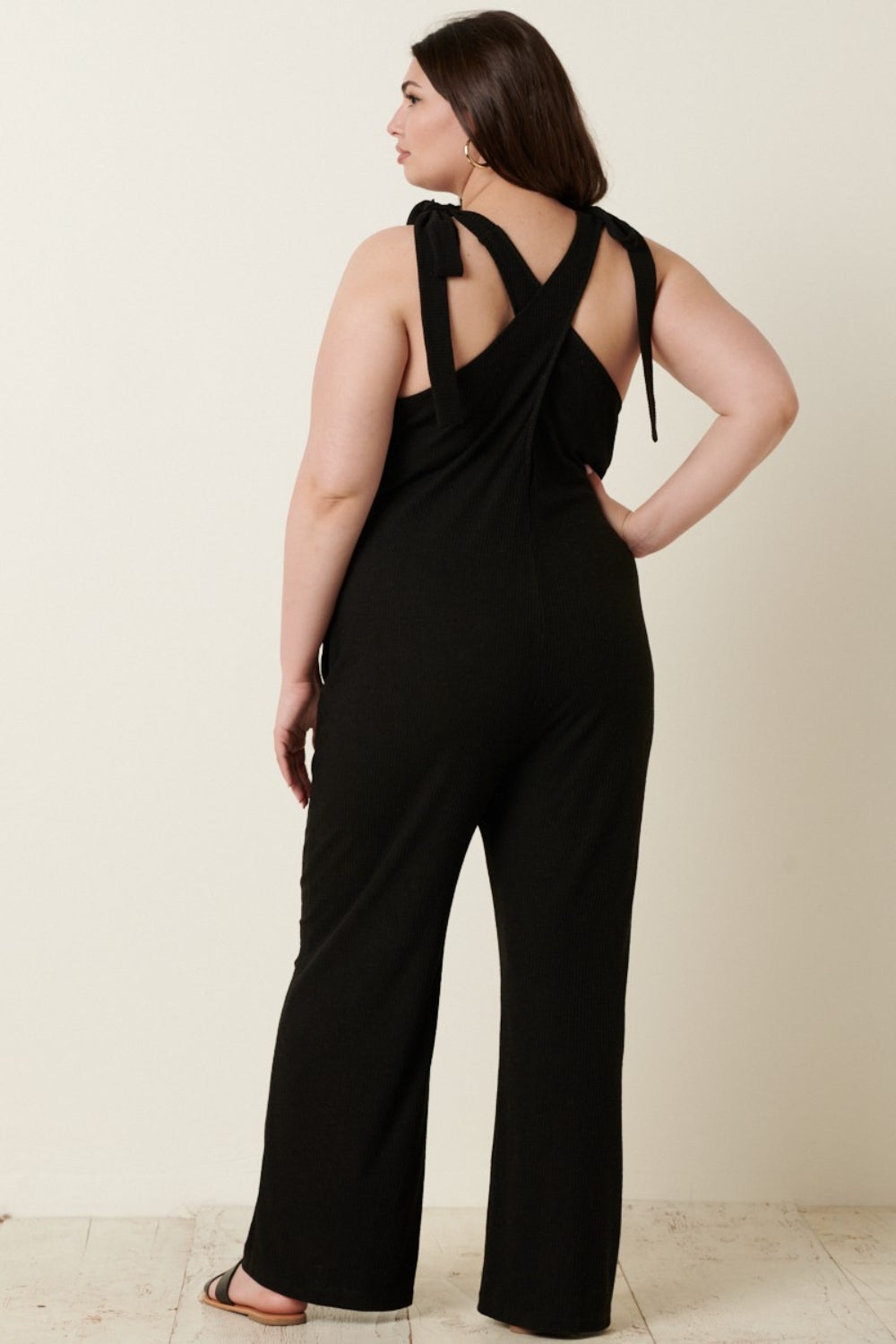 Stilla | Ribstrik V-hals Krydsrygs Jumpsuit