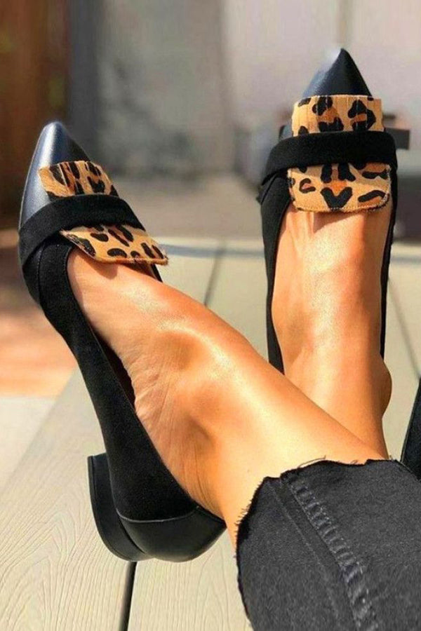 Stilla | Leopard Point Toe Lavskårne Flade Sko