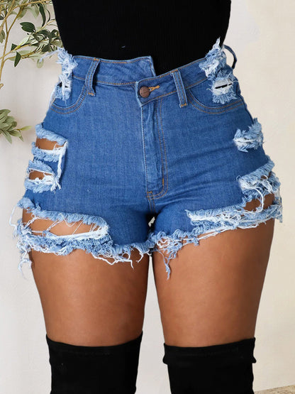 Stilla | Raw Hem Denim Shorts med Lommer