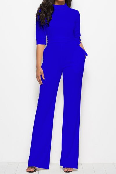 Stilla | Neck Tie-livvidde Halv Ærme Jumpsuit