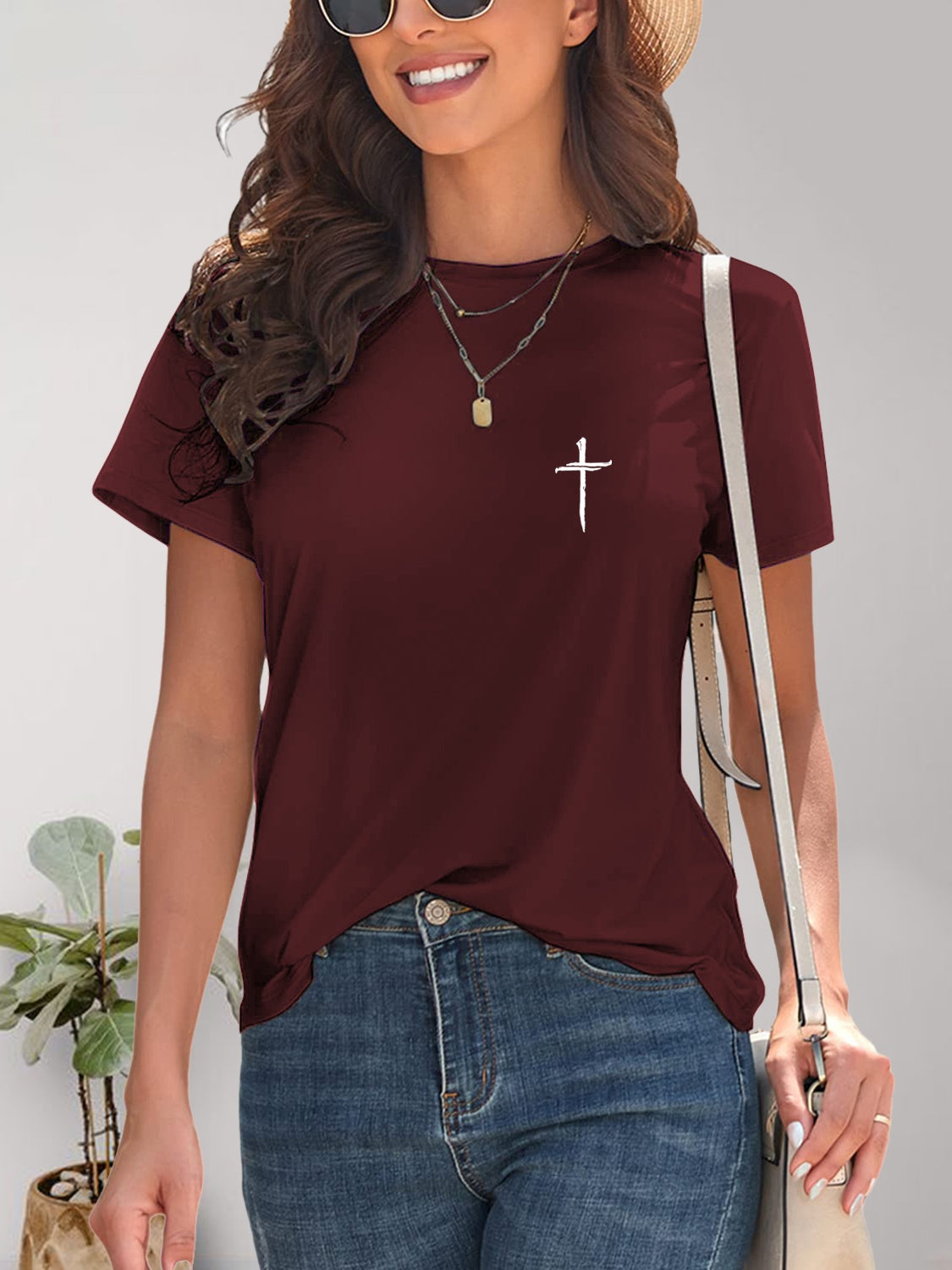 Stilla | Grafisk Rund Hals T-shirt