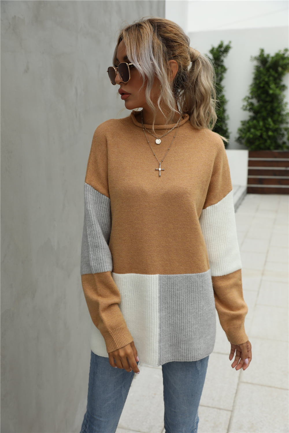 Stilla | Patchworksweater med rund hals