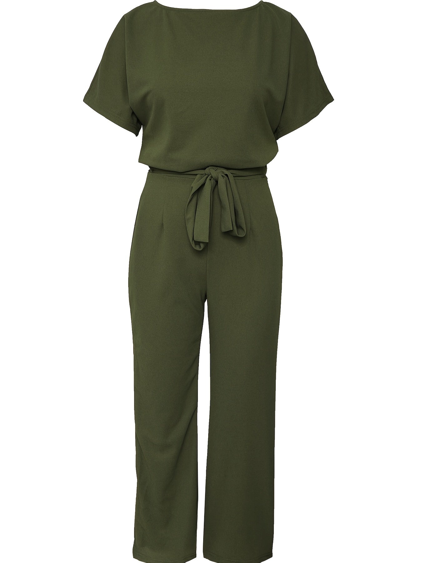 Stilla | Høj Talje Bred Ben Kortærmet Bælte Jumpsuit