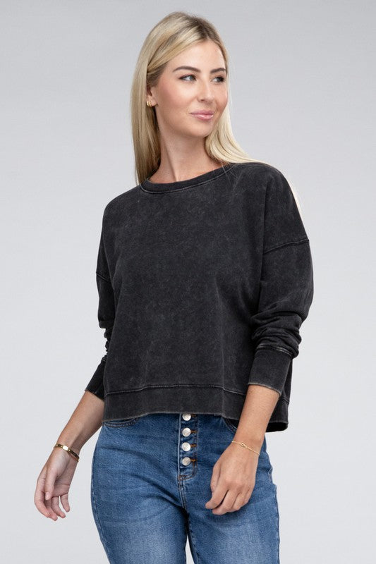 Stilla | Terry Acid Wash Båd Hals Pullover