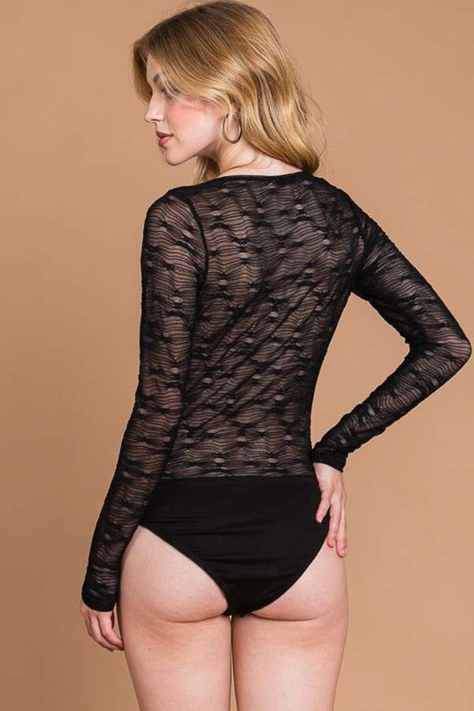 Stilla | Code Rund Hals Mesh Perspektiv Bodysuit
