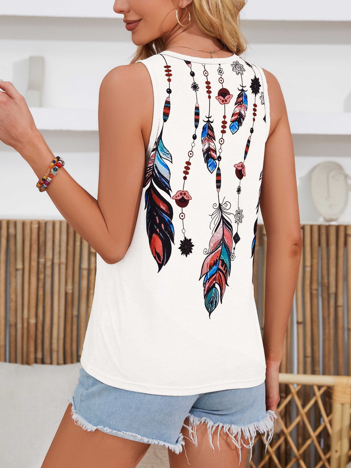 Stilla | Sommer Tanktop Med Print, Uden Ærmer, Let Og Åndbar
