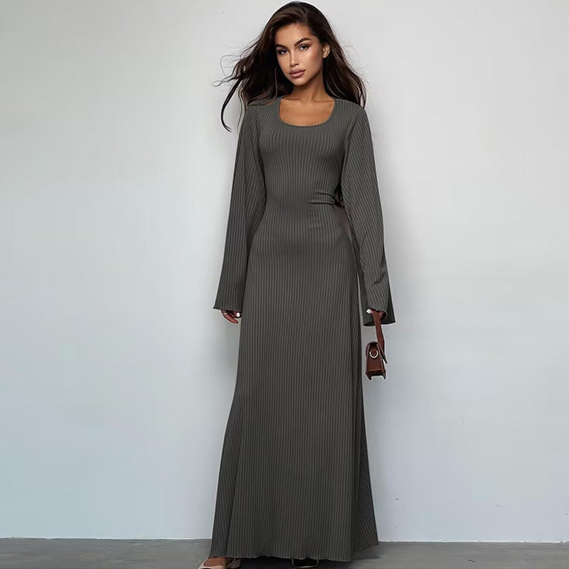 Stilla | U|neck Lace|up Bell Sleeve Dress