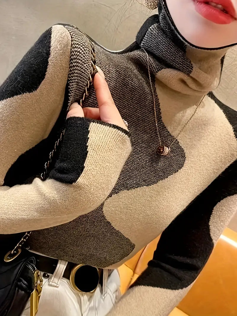 Stilla | Farve Block Rullekrave Sweater