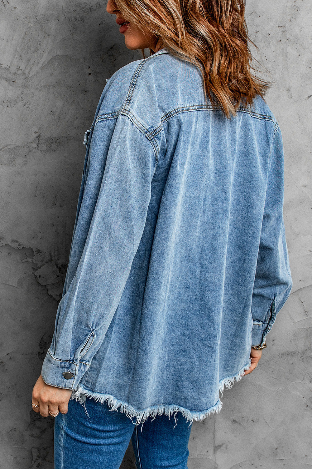 Stilla | up Pocketed Raw Hem Denim Jakke