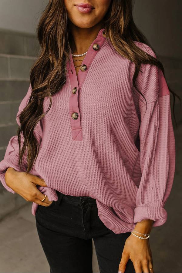 Stilla | Hud Henley Patchwork Panseret Røggrøn Med Fallede Ærmer