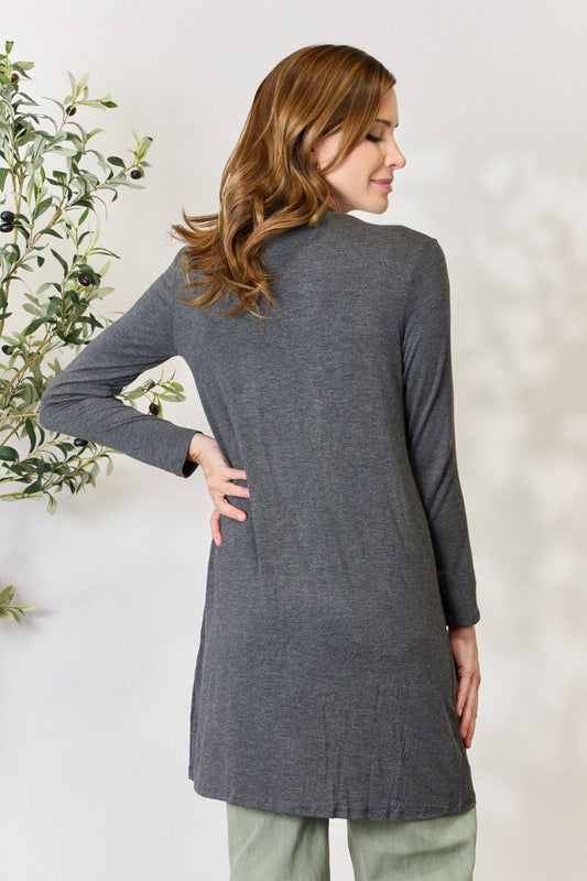 Stilla | Full Size Åben Front Cardigan med Lommer
