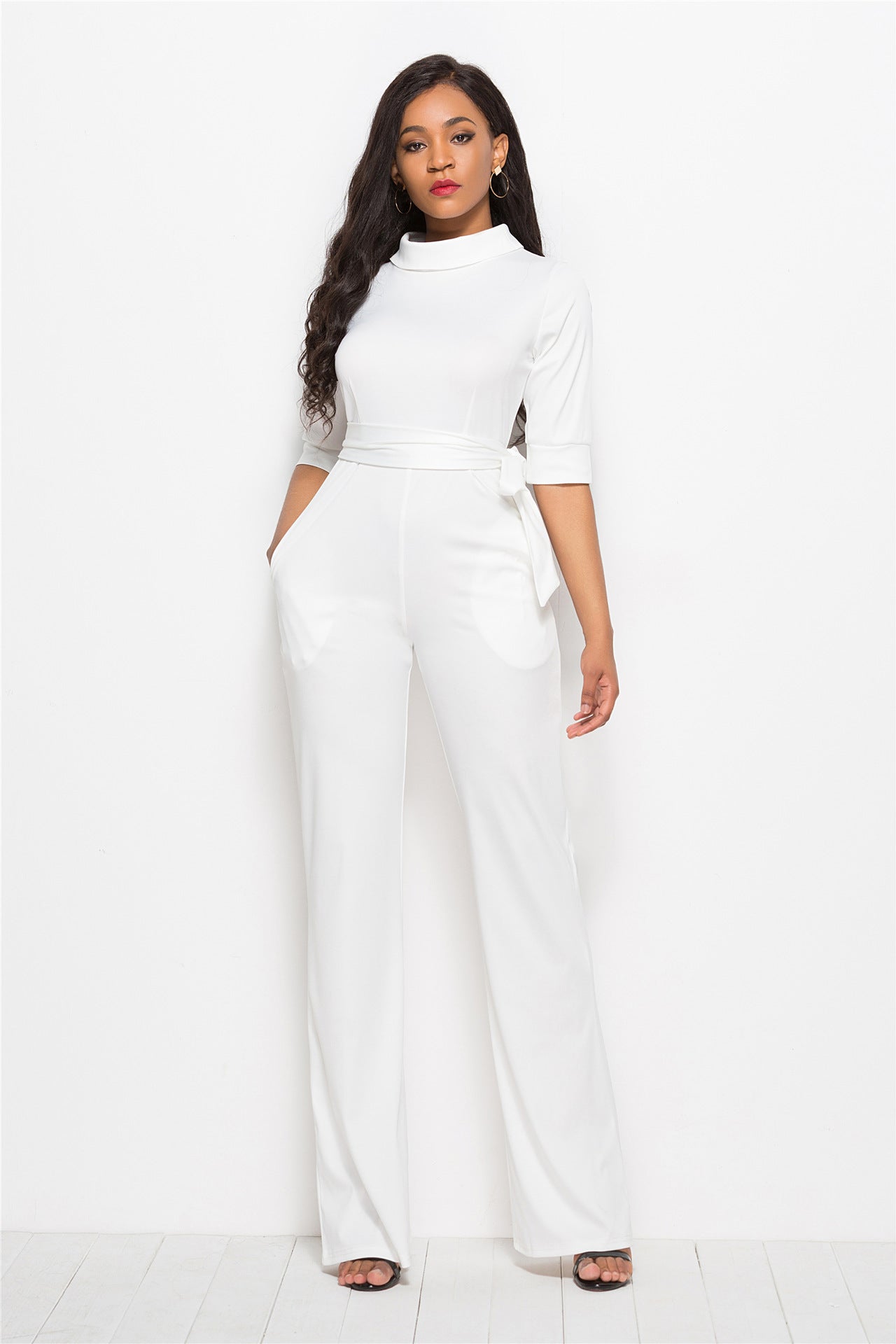 Dame Elegant Jumpsuit med flot krave og praktiske lommer Stilla