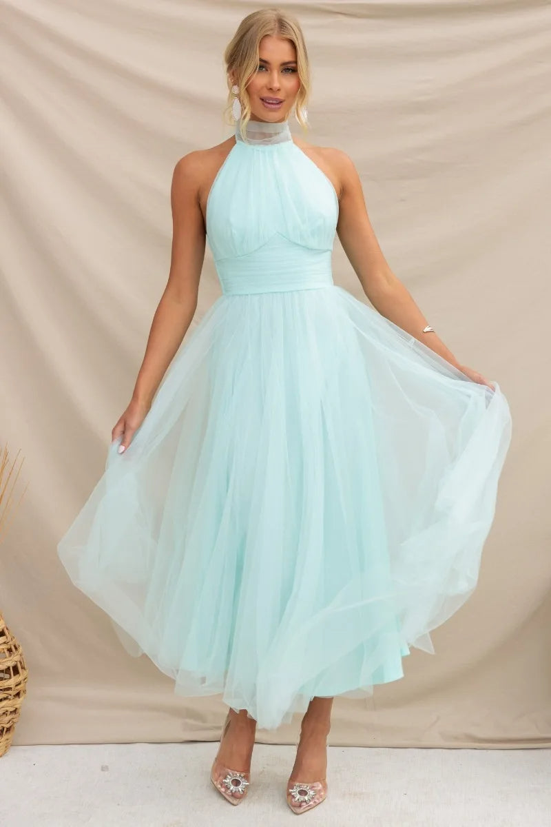 Stilla | Halter Tulle Mid Kjole