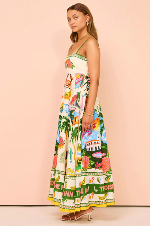 Stilla | Del Din Gladhed Print Maxi Kjole Palm