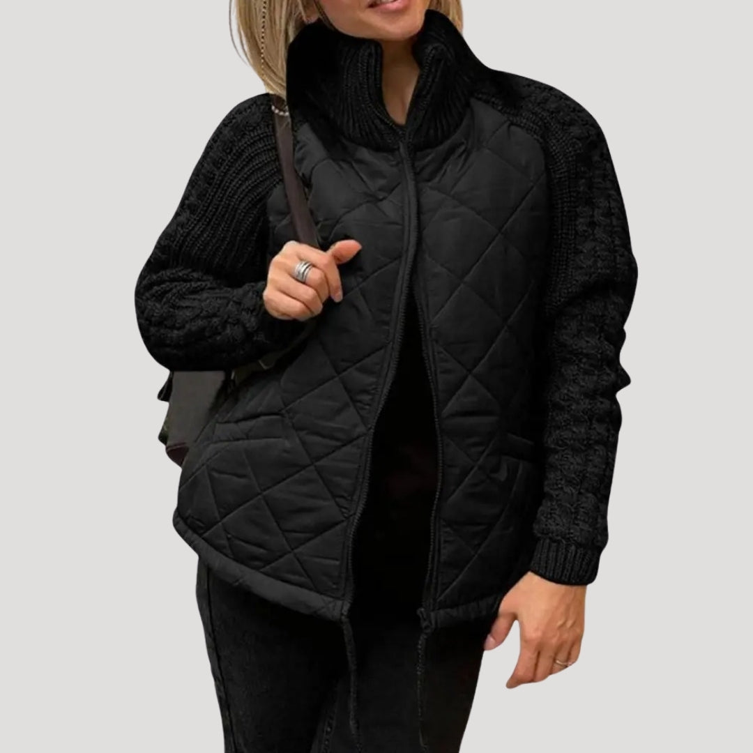 Stilla | Quilted Strikærme Zip up Jakke