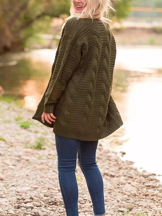 Stilla | Strik Åben Front Langærmet Cardigan