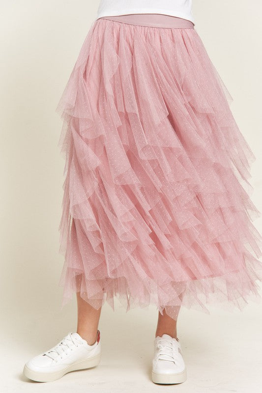 Stilla | Lagd Polka Dot Mesh Foret A-line Midi Nederdel