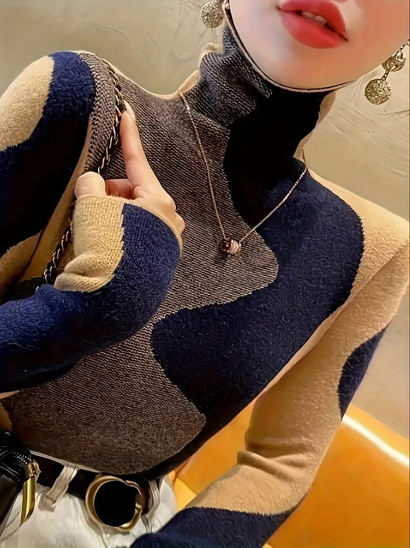 Stilla | Farve Block Rullekrave Sweater