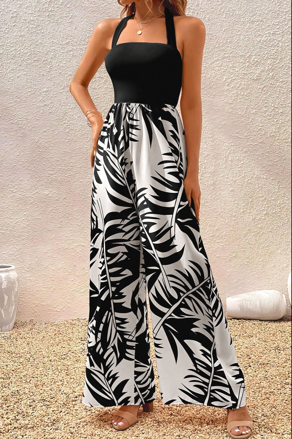 Stilla | Halterneck Wide Leg Jumpsuit