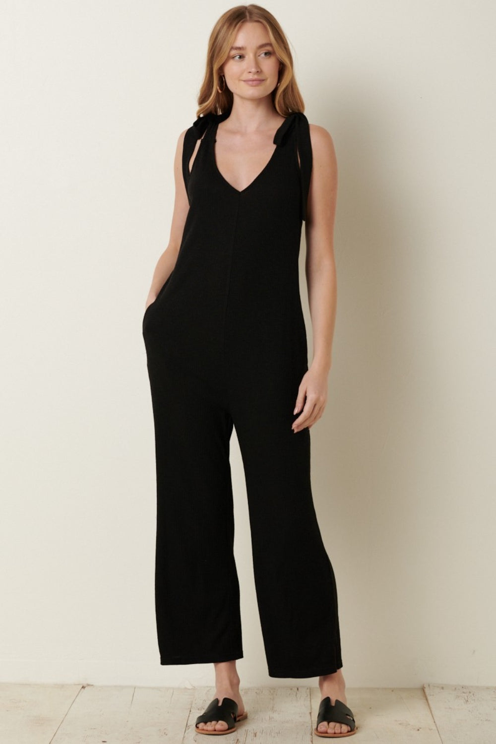 Stilla | Ribstrik V-hals Krydsrygs Jumpsuit