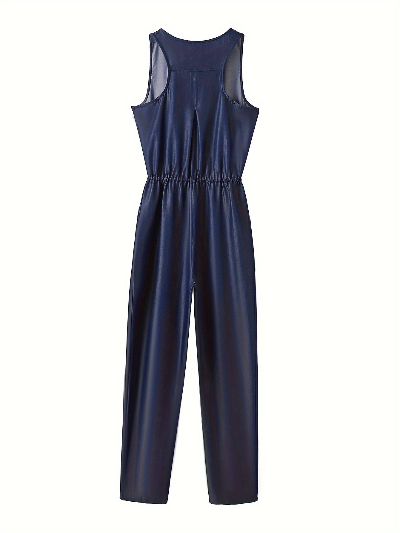 Stilla | Denim Jumpsuit Med Lynlås Foran Og Linning