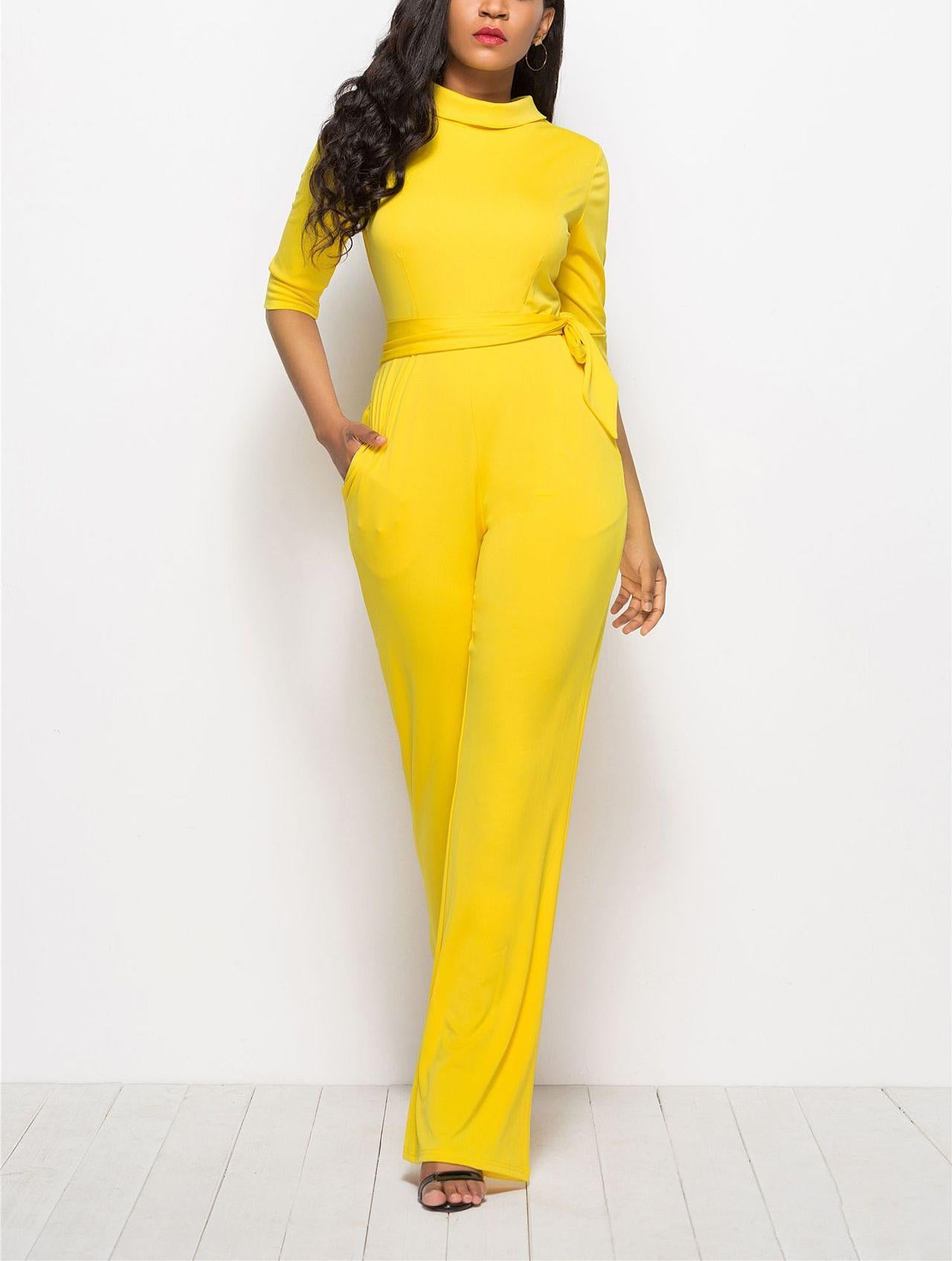 Dame Elegant Jumpsuit med flot krave og praktiske lommer Stilla