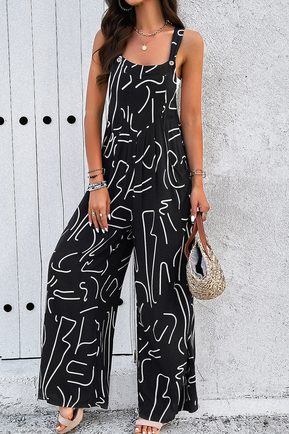 Stilla | Bred Skulderstrop Jumpsuit Med Lommer