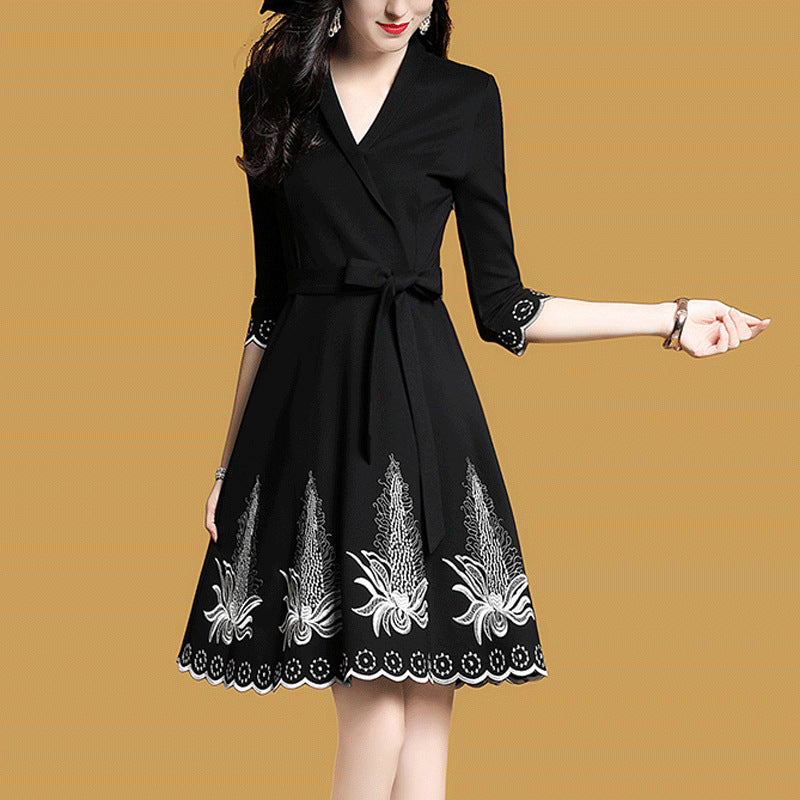 Dame Elegant Broderet A-Linje Kjole Stilla