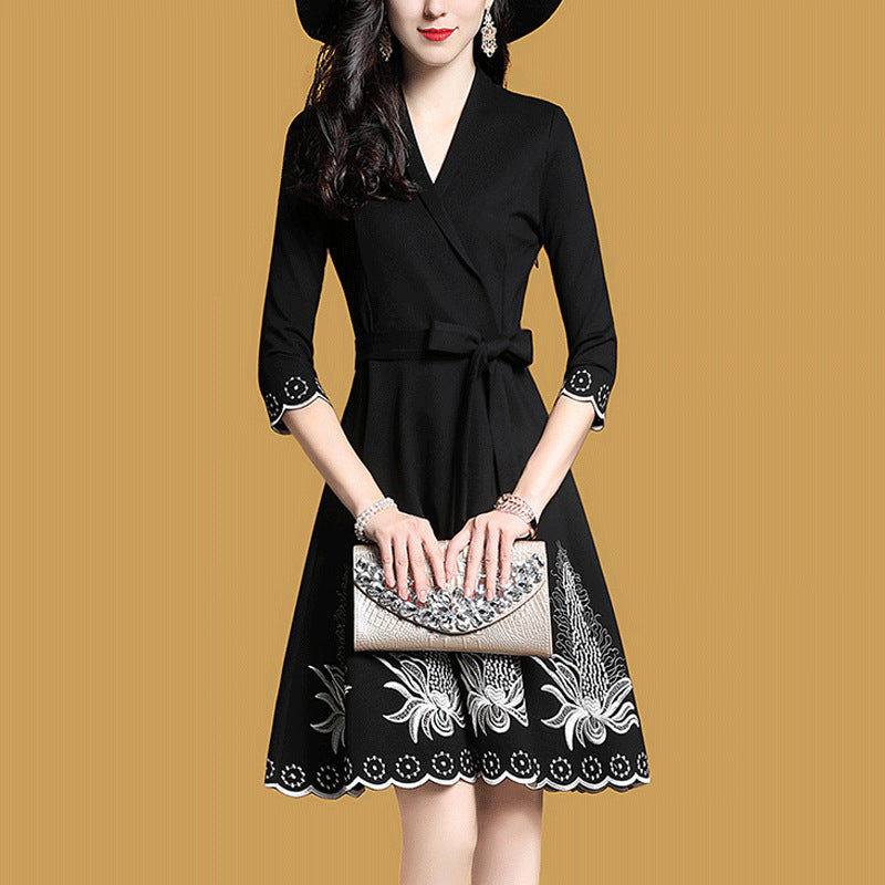 Dame Elegant Broderet A-Linje Kjole Stilla