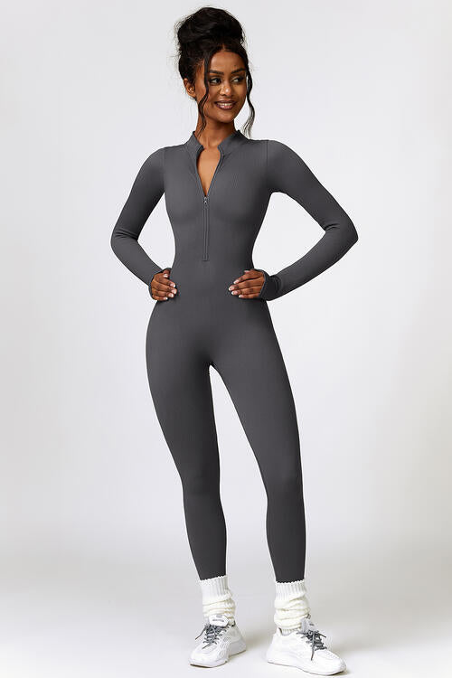 Stilla | Zip Langærmet Aktiv Jumpsuit