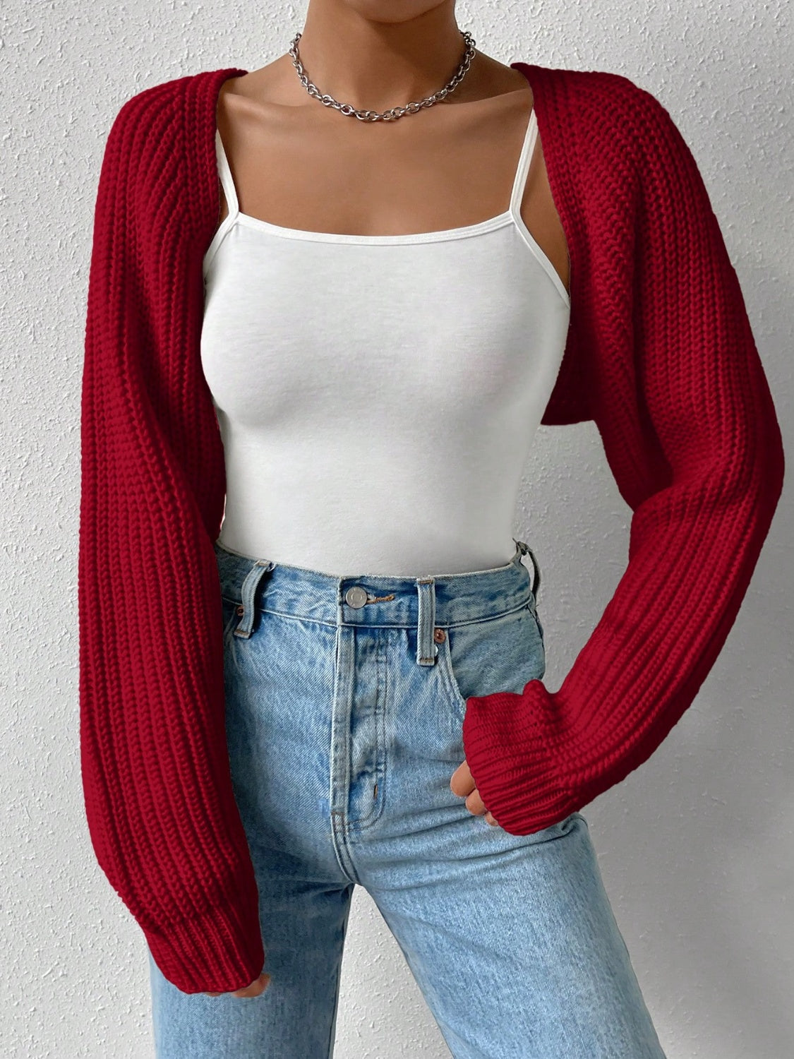 Stilla | Åben Front Langærmet Cropped Cardigan