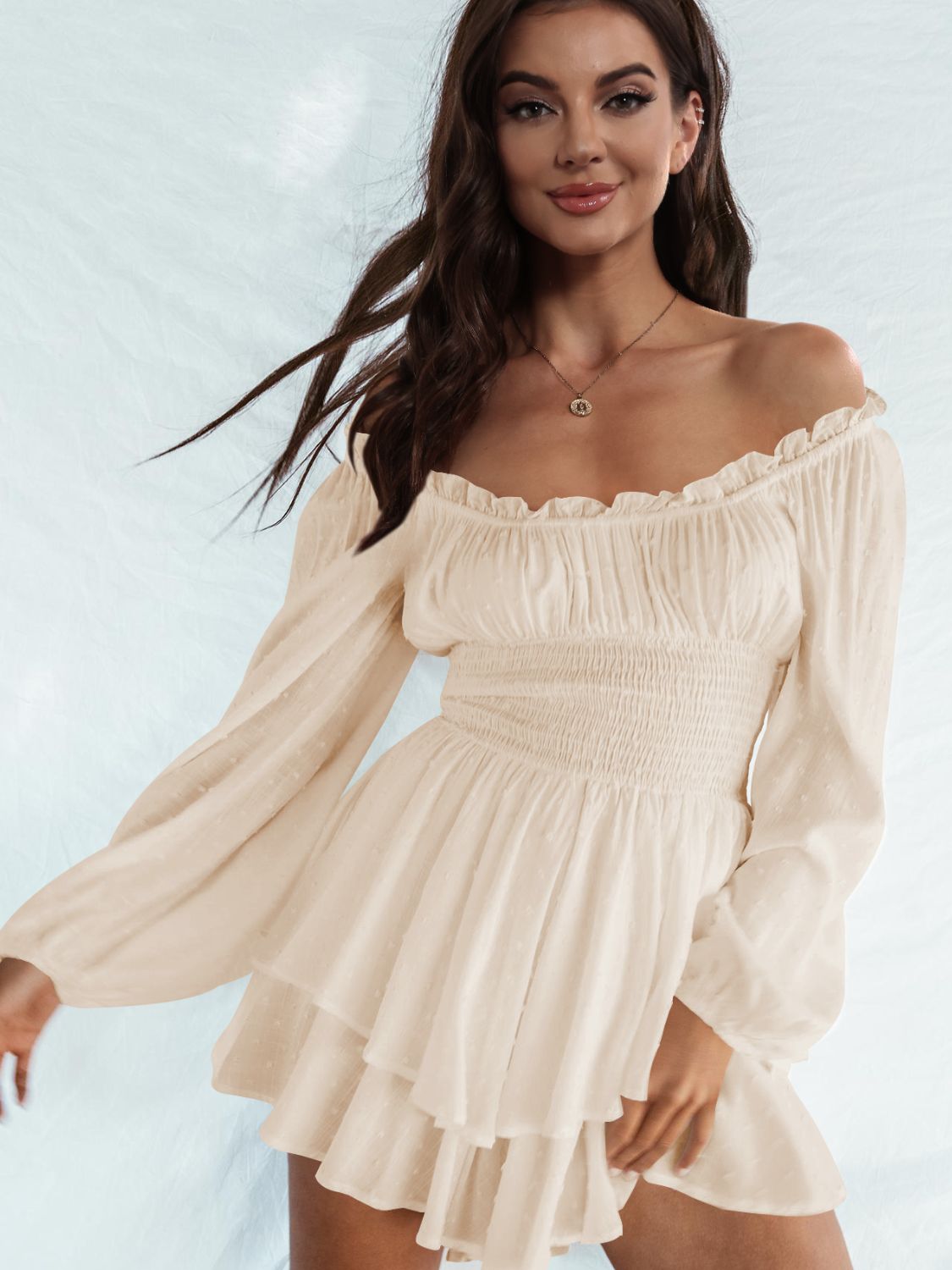 Stilla | Skulder Smocked Talje Romper