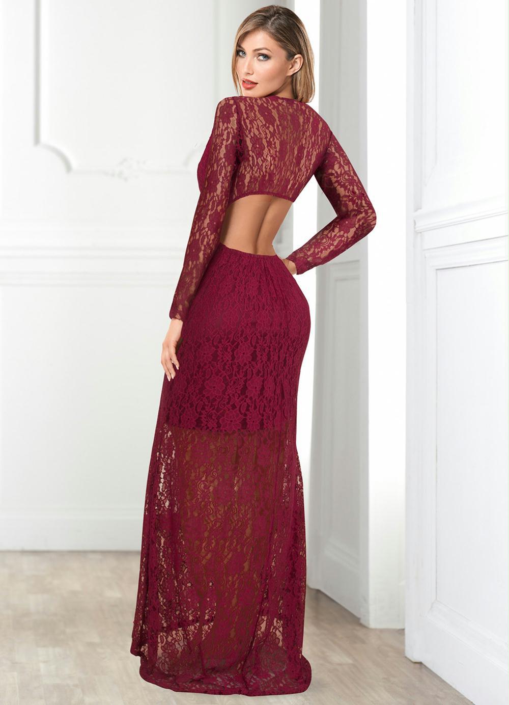 Dame Elegant Cut-Out Spidsmaxikjole Stilla