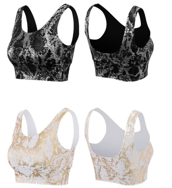 Stilla | Elastisk Slangeprint Yoga Top Stødabsorberende Sports Bh Til Kvinder