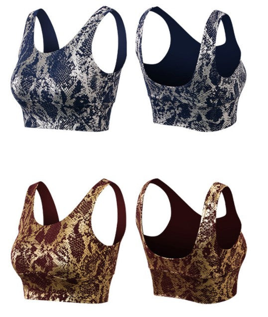 Stilla | Elastisk Slangeprint Yoga Top Stødabsorberende Sports Bh Til Kvinder