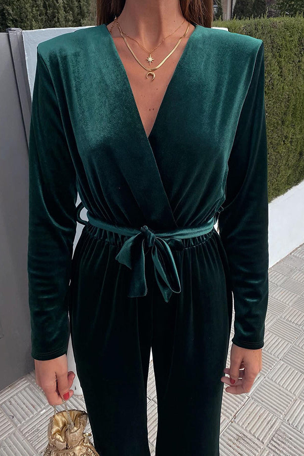Stilla | Endless Cheer Bælte Velvet Bred Ben Jumpsuit