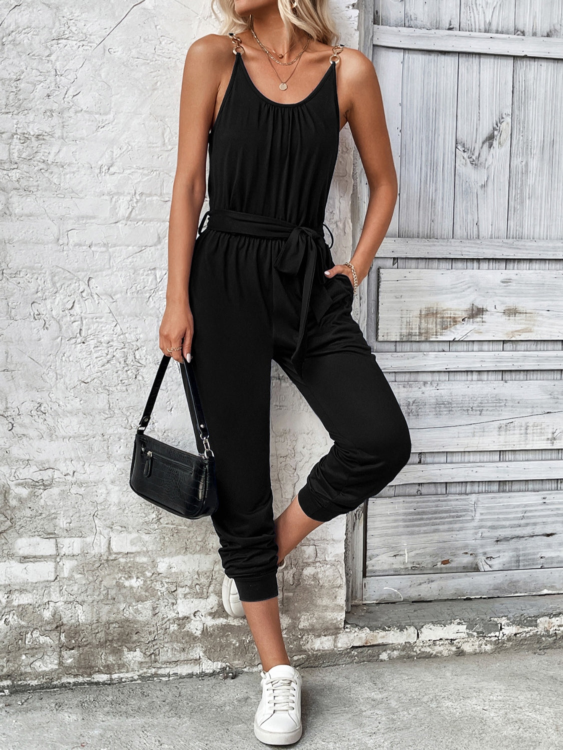Stilla | Neck Tie Waist Jumpsuit