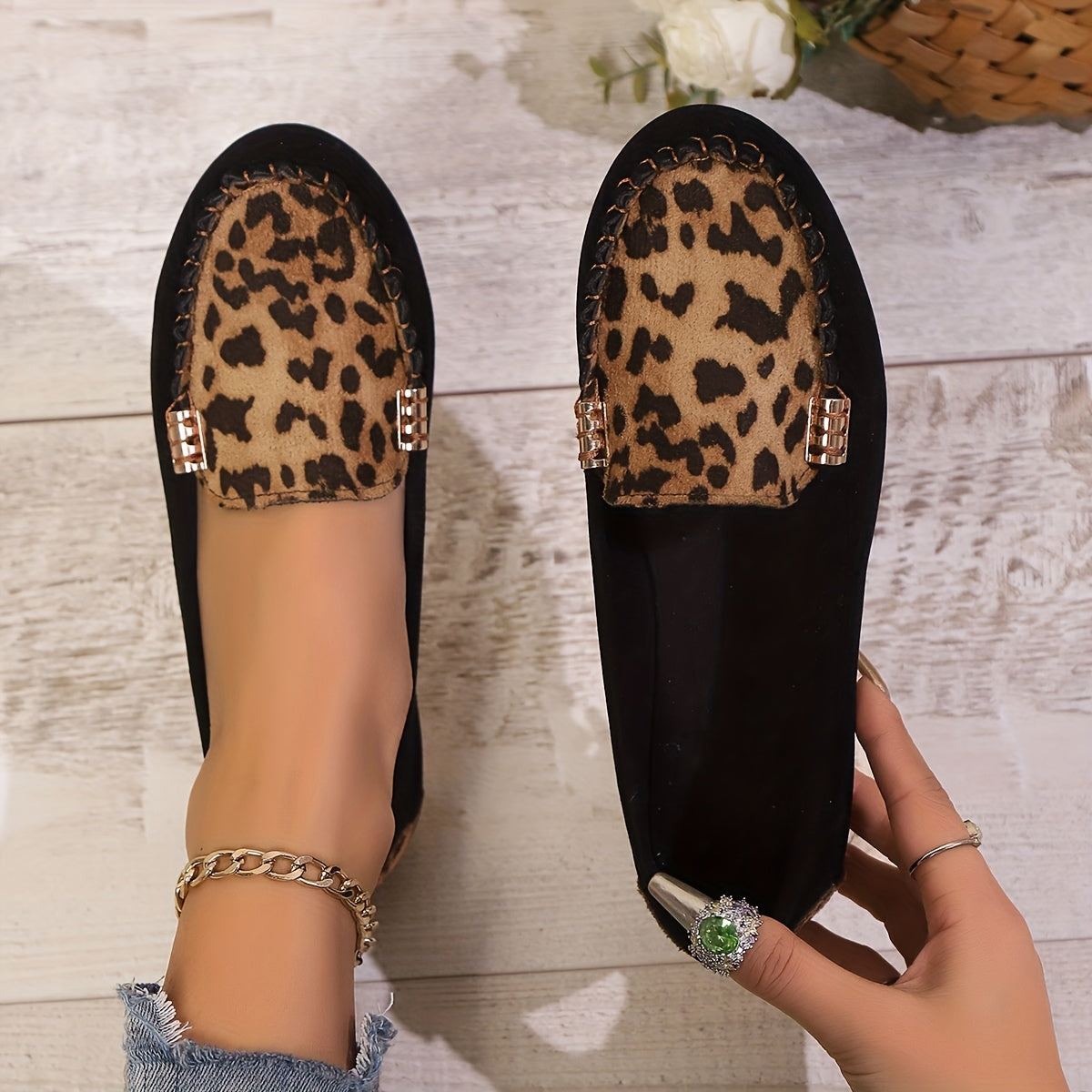 Stilla | Sommer Loafers Til Damer Komfortable Slip on Sko Med Leopardprint
