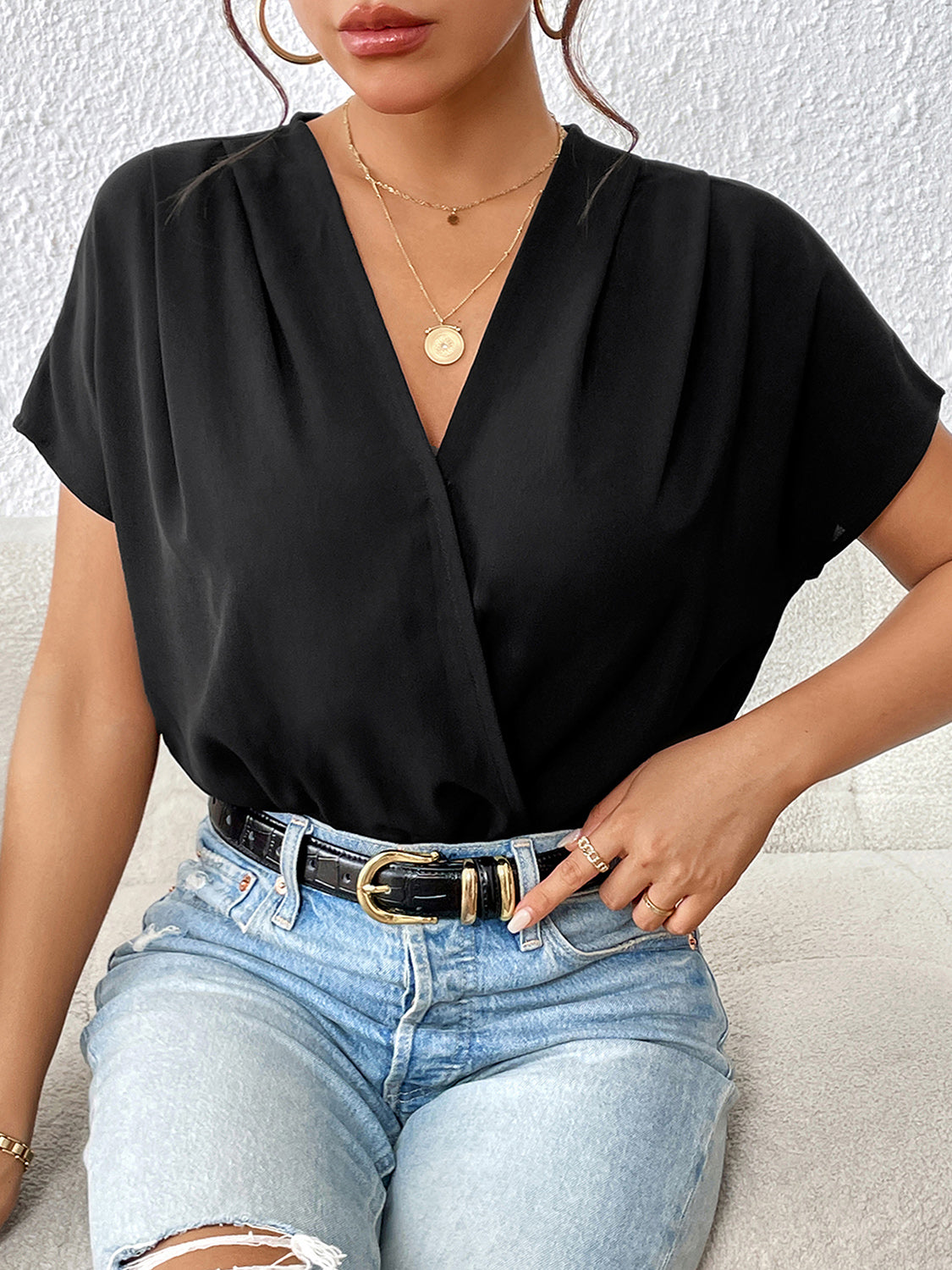 Stilla | Kortærmet Rynket Bodysuit