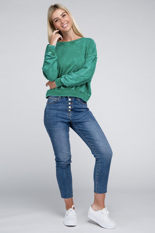 Stilla | Terry Acid Wash Båd Hals Pullover