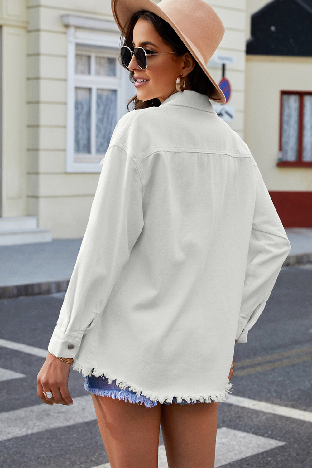 Stilla | up Pocketed Raw Hem Denim Jakke