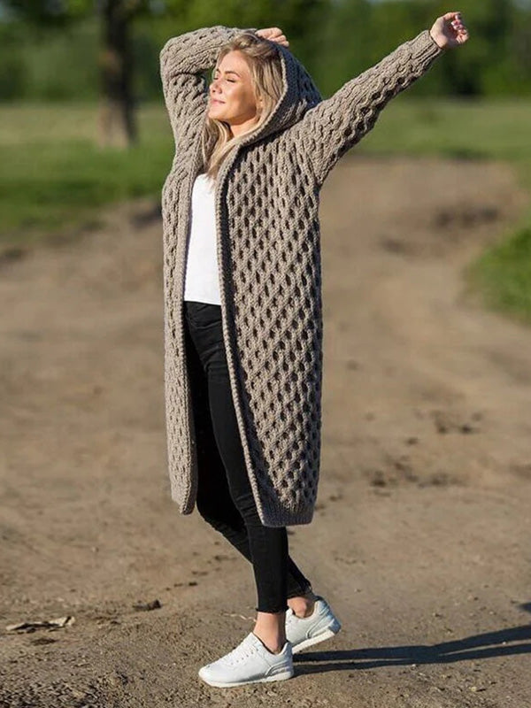 Stilla | Vinter Varm Hætte Cardigan Strik Sweater
