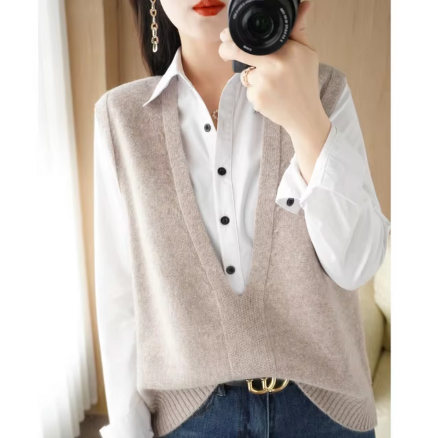 Stilla | Strikvest med V-udskæring