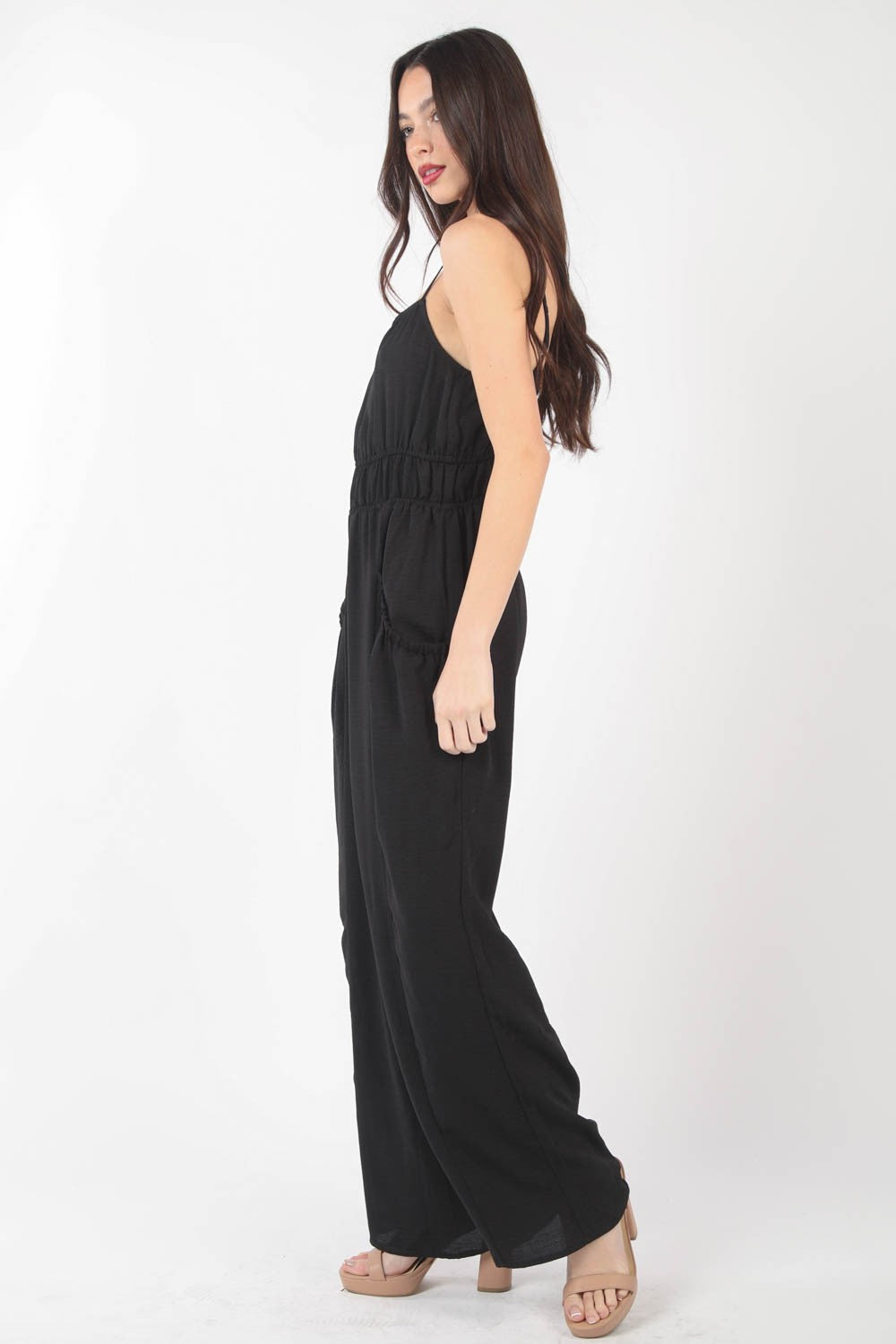 Stilla | J Pintuck Detalje Vævet Ærmeløs Jumpsuit